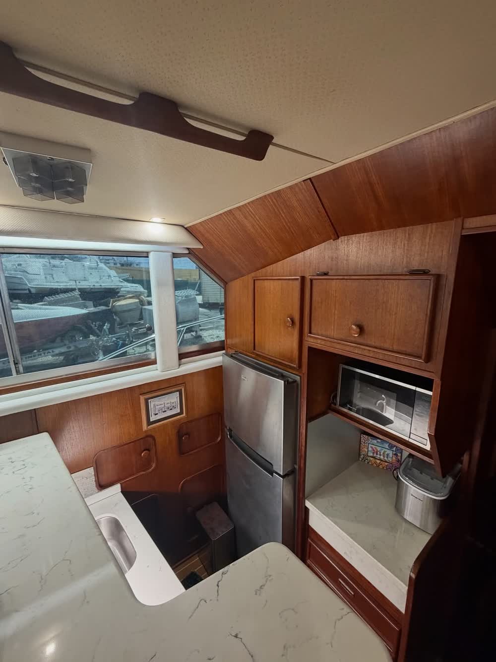 The fitted cabin below deck