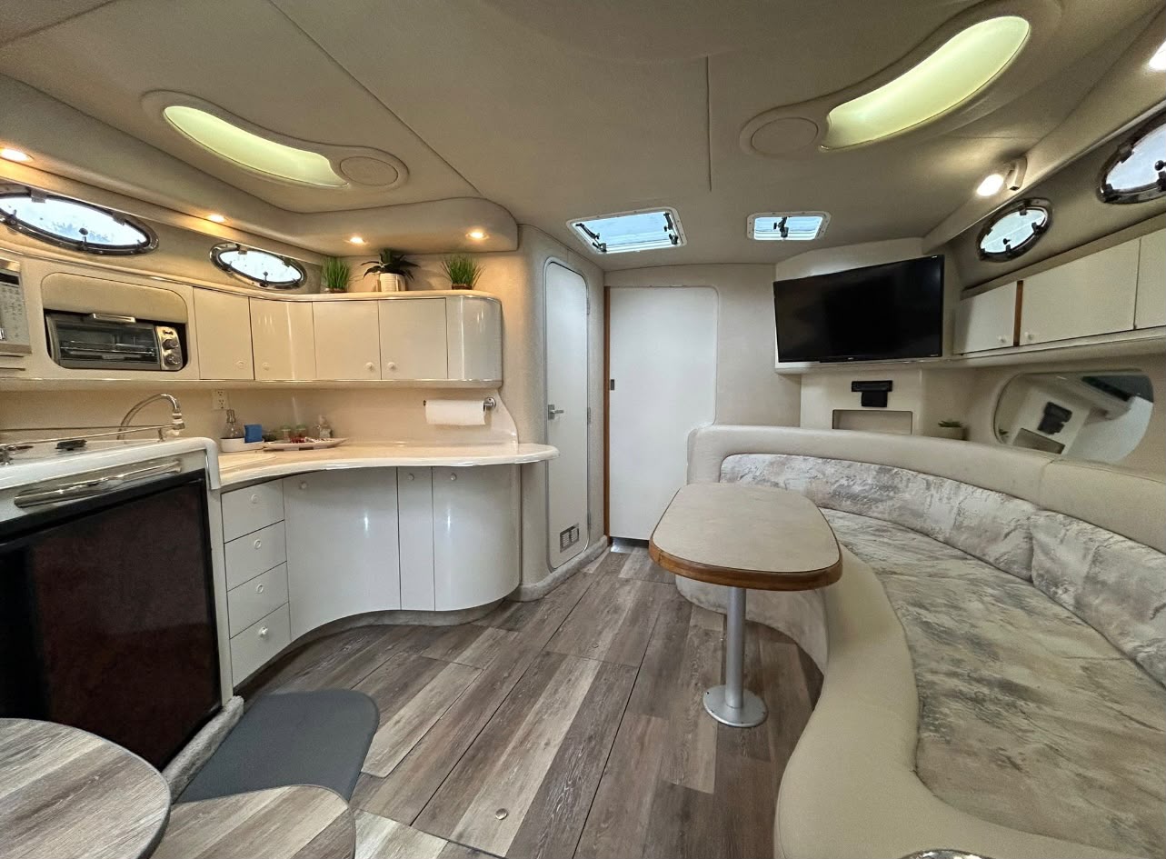 The galley and dinette below deck