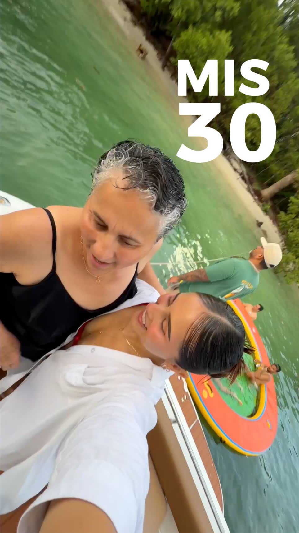 Two guests celebrating a thirtieth birthday on board, the day marked on camera